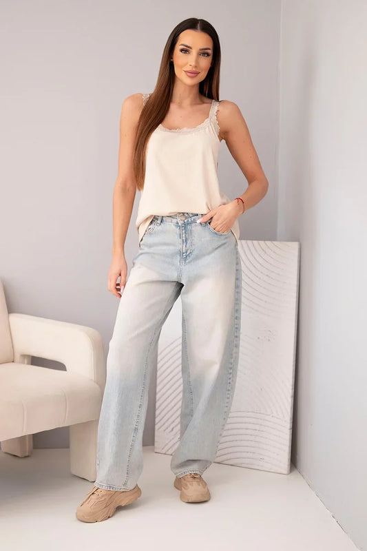 Bluzka damska na ramiączkach z koronkowym wykończeniem Ninfea